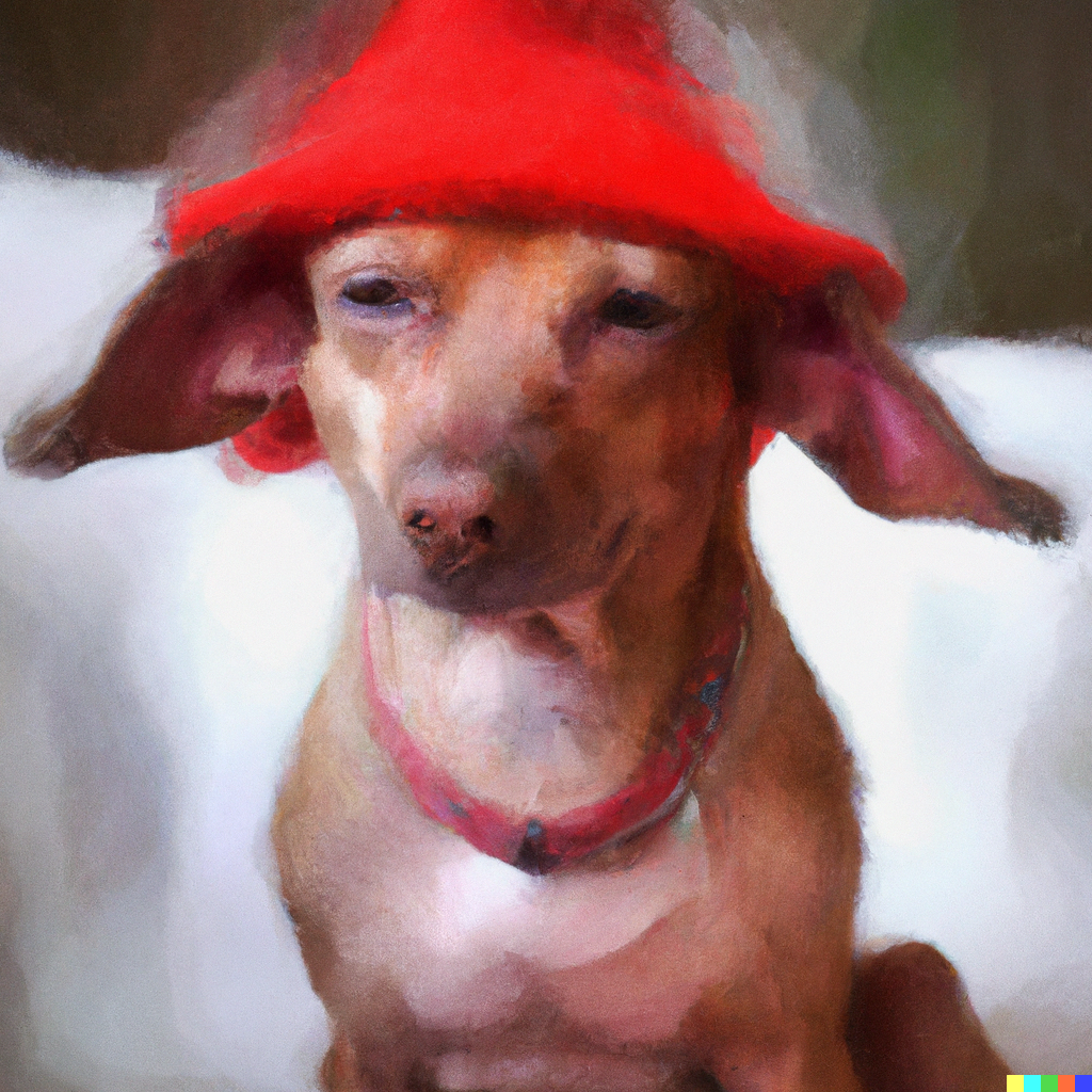 DALL·E 2022-11-17 13.51.56 - the beast basilic with a red hat, oil painting style