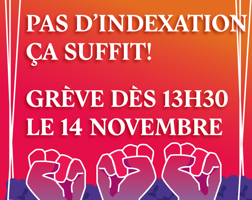 grève le 14 novembre · pas d’indexation, ça suffit!