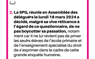 Résolution sur le questionnaire « comment va l&rsquo;école ? »