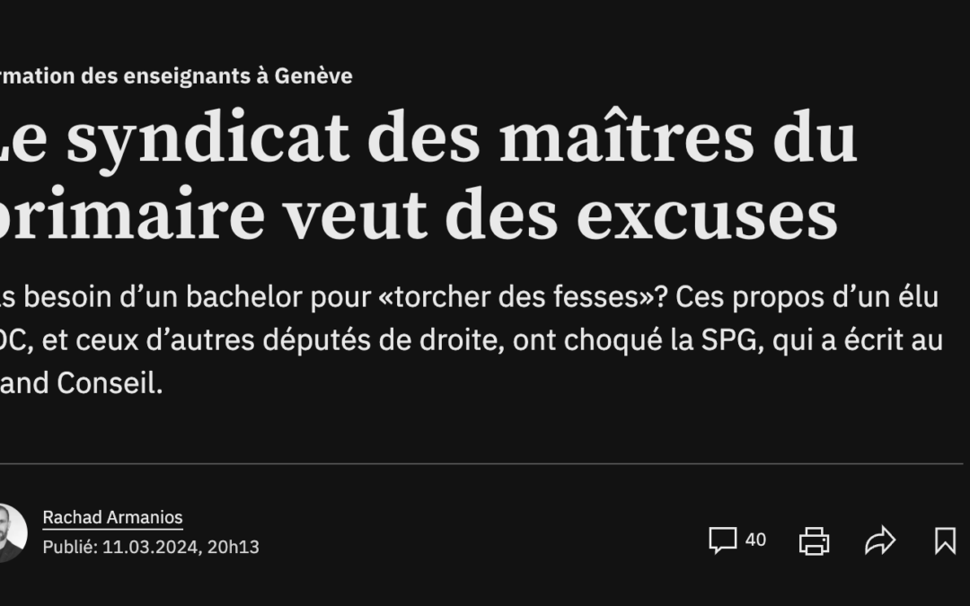 le syndicat des maitresses et maitres de primaire veut des excuses !